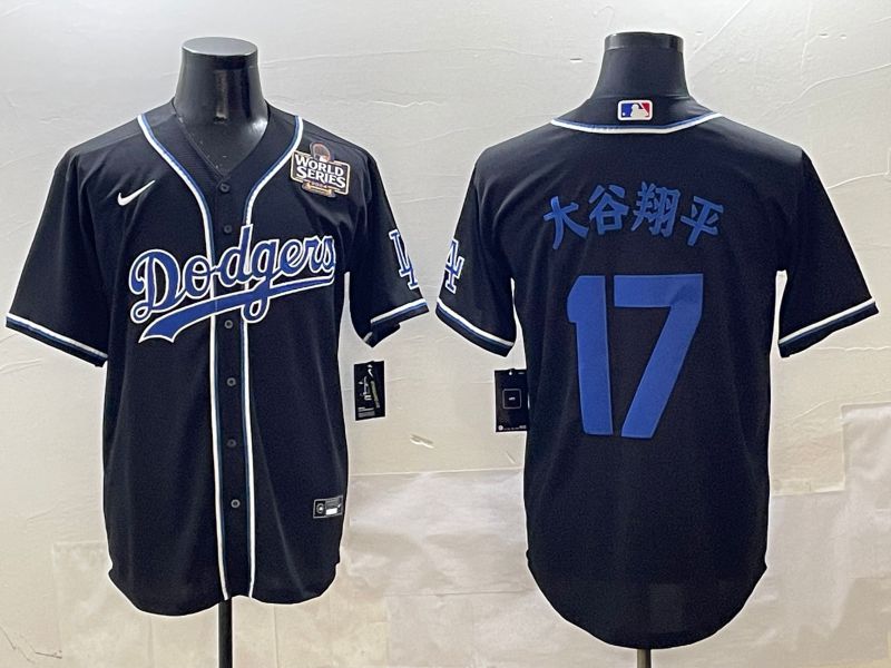 Men Los Angeles Dodgers 17 Ohtani Black blue Three generations Nike 2025 MLB Jersey style 23